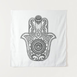Hamsa Design White Background Wandteppich