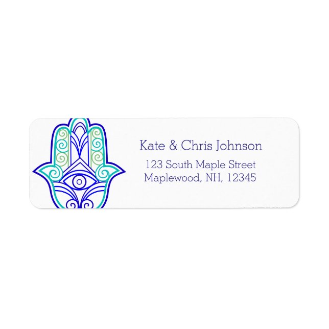 Hamsa-Design-Wiederholung der Adressetikett-Blues (Vorne)