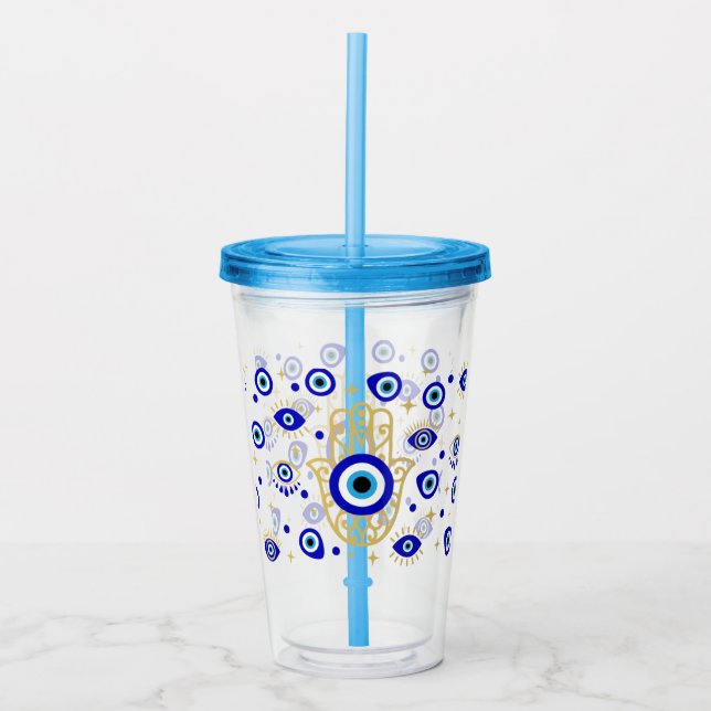 Hamsa Evil Eye Acryltrinkbecher (Vorderseite)
