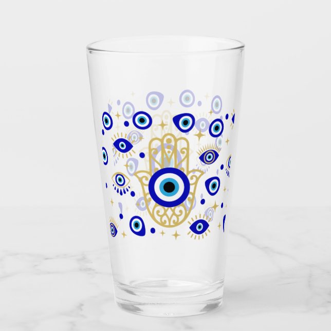 Hamsa Evil Eye Glas (Vorderseite)