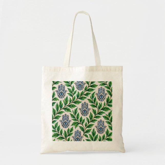 Hamsa Eye Botanisch Tragetasche (Vorne)