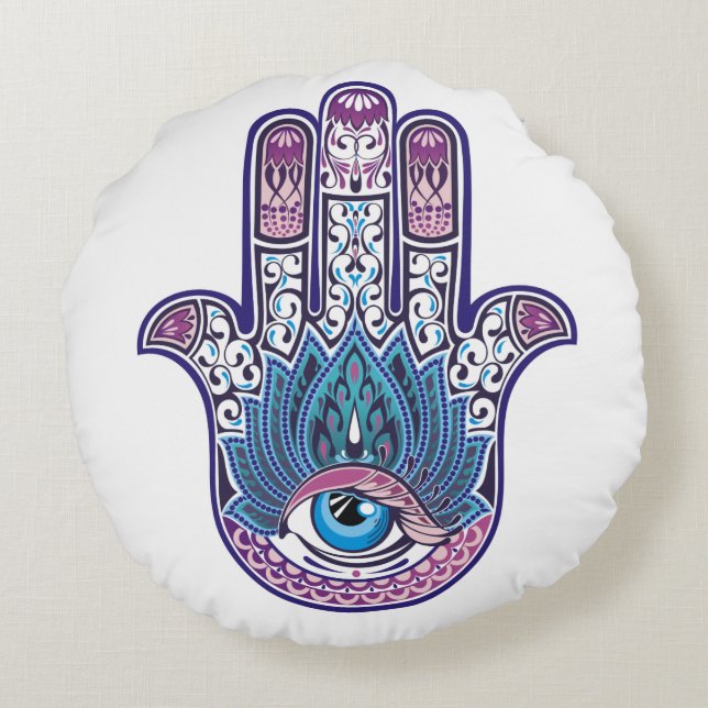 Hamsa Fatima Handkissen Rundes Kissen (Rückseite)