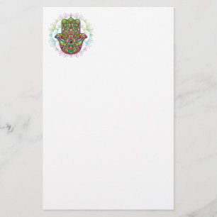 Hamsa Fatma Hand Psychedelic Art Briefpapier