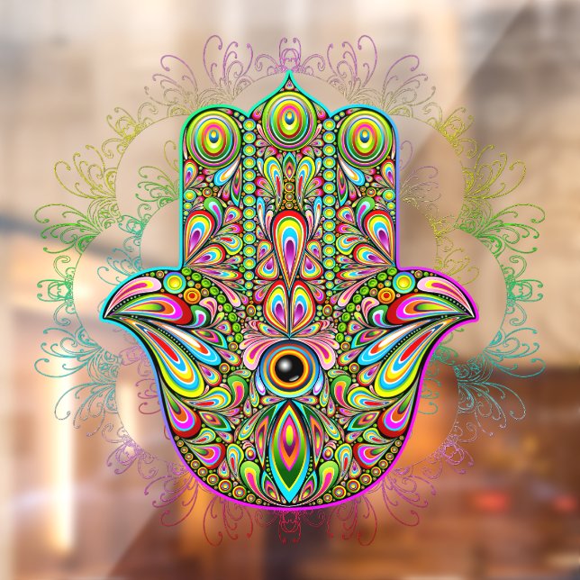 Hamsa Fatma Hand Psychedelic Art Fensteraufkleber (Blatt 2)