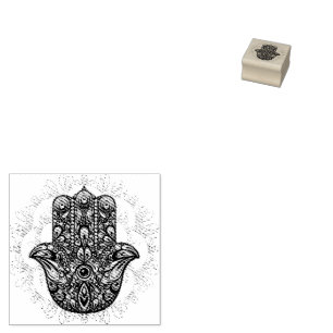 Hamsa Fatma Hand Psychedelic Art Gummistempel