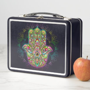 Hamsa Fatma Hand Psychedelic Art Metall Brotdose