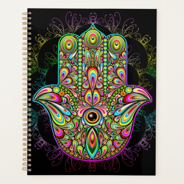 Hamsa Fatma Hand Psychedelic Art Planer (Vorderseite)