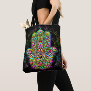 Hamsa Fatma Hand Psychedelic Art Tasche