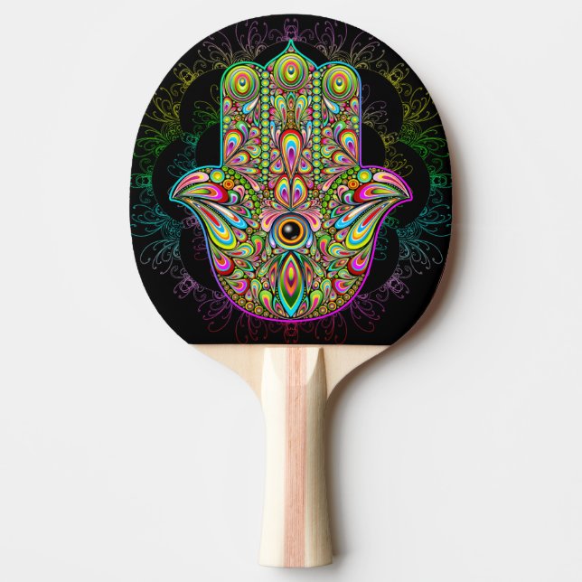 Hamsa Fatma Hand Psychedelic Art Tischtennis Schläger (Vorderseite)