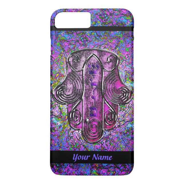Hamsa Fusion Lila und Personalisiert Case-Mate iPhone Hülle (Rückseite)