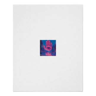 Hamsa-Hand-Augen-Palm-Bergtal-Surreal-Poster Poster