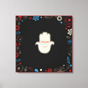HAMSA HAND Bat Mitzvah Sign-In Memory Board Leinwanddruck
