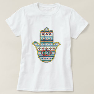 HAMSA Hand des Fatima-Symbolamuletts, Stammes- T-Shirt