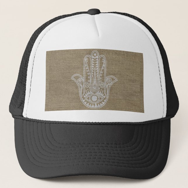 HAMSA Hand des Fatima-Symbols Amulet Truckerkappe (Vorderseite)