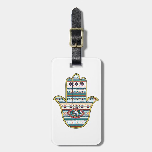 HAMSA Hand des Fatima-Symbols Gepäckanhänger (Vorderseite vertikal)