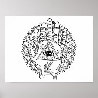 Hamsa Hand Evil Eye Aduloring Poster