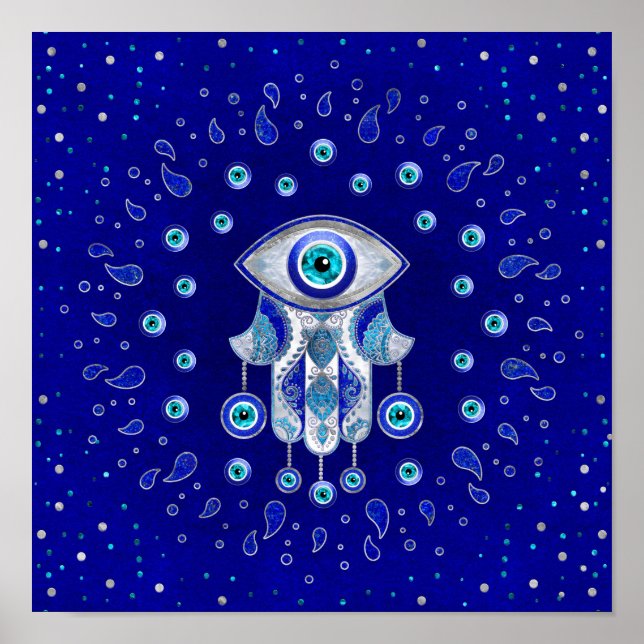 Hamsa Hand-Evil Eye Amulet Poster (Vorne)