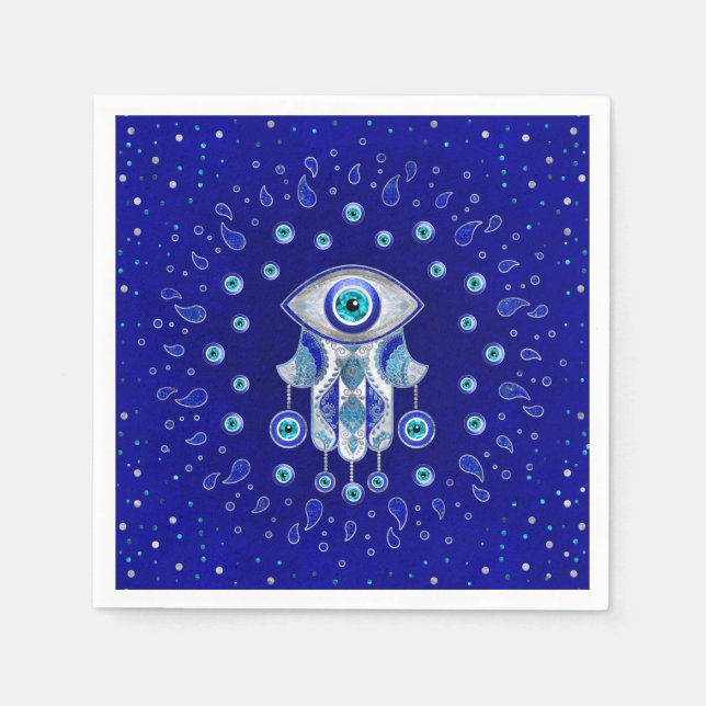 Hamsa Hand-Evil Eye Amulet Serviette (Vorderseite)
