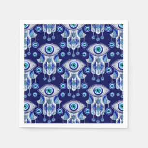 Hamsa Hand-Evil Eye Pattern Serviette
