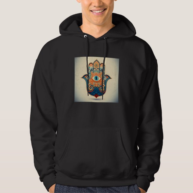 Hamsa Hand Eye Illustration Lucky Unique Palm Wome Hoodie (Vorderseite)