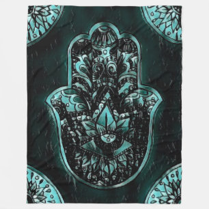 Hamsa Hand Fatima Evil Eye Art Fleecedecke