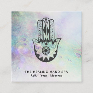 *~* Hamsa Hand Fatima Krater von Rainbow Moon Quadratische Visitenkarte