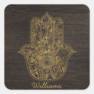 HAMSA Hand Fatima Symbol Amulet Design Quadratischer Aufkleber