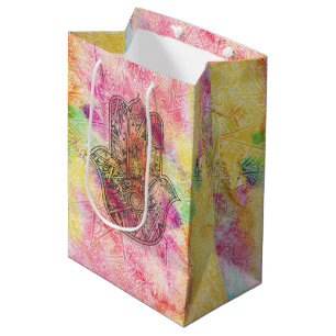 HAMSA Hand Fatima Symbol amulet Henna floral Mittlere Geschenktüte