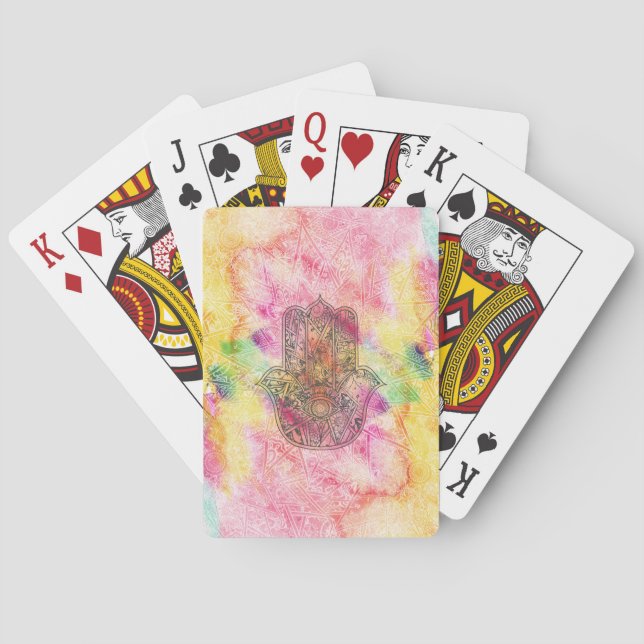 HAMSA Hand Fatima Symbol amulet Henna floral Spielkarten (Rückseite)