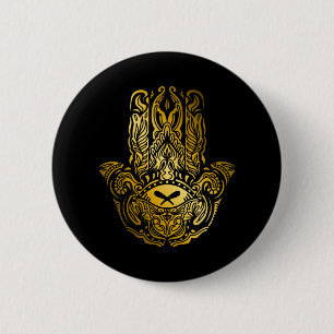 Hamsa Hand - Golden Arabic Amulet Button