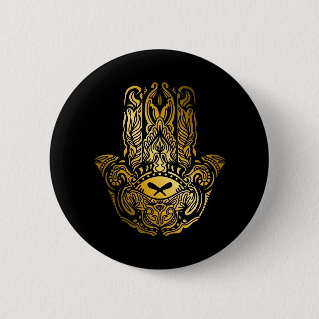 Hamsa Hand - Golden Arabic Amulet Button (Vorderseite)