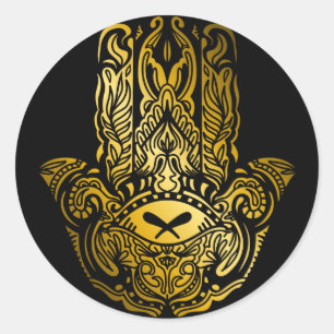 Hamsa Hand Golden Arabic Amulet Runder Aufkleber