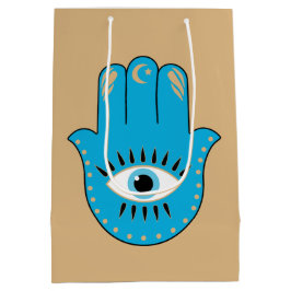 Hamsa Hand griechisches Evil Eye Blue Mittlere Geschenktüte
