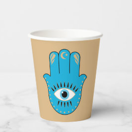 Hamsa Hand griechisches Evil Eye Blue Pappbecher