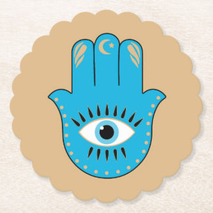 Hamsa Hand griechisches Evil Eye Blue Untersetzer