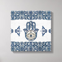 Hamsa Hand - Hand aus Fatima-blauem Holz