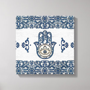 Hamsa Hand - Hand des Fatima-Blauholzes Leinwanddruck