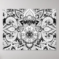 Hamsa Hand-Hand Fatima Graustufen