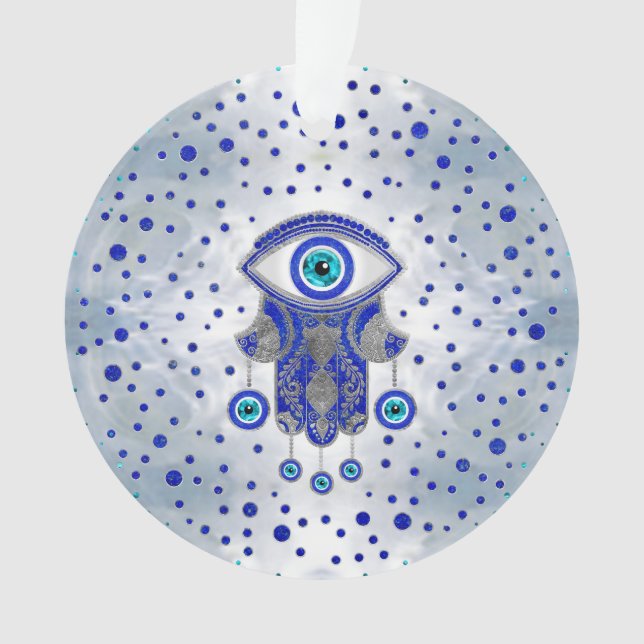 Hamsa Hand - Hand Fatima Lapis Lazuli und Silber Ornament (Vorderseite)