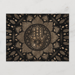 Hamsa Hand - Hand of Fatima in Lotus mandala Postkarte