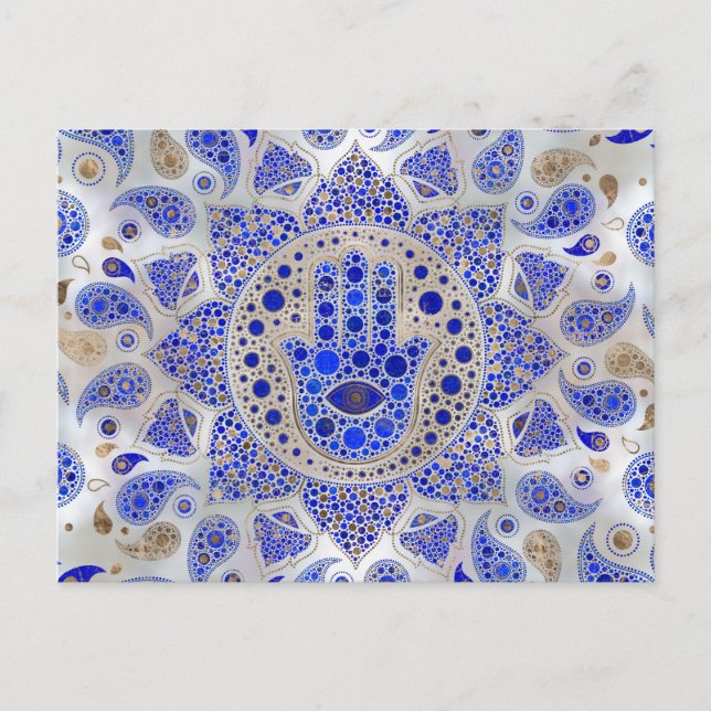 Hamsa Hand - Hand von Fatima auf Mutter von Pearl Postkarte (Vorderseite)