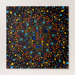 Hamsa Hand - Hand von Fatima bunt Punkt art