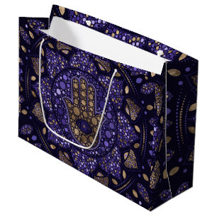 Hamsa Hand - Hand von Fatima in Lotus mandala Große Geschenktüte