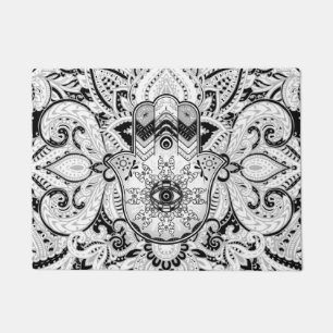 Hamsa Hand - Hand von Fatimagrayscale Fußmatte