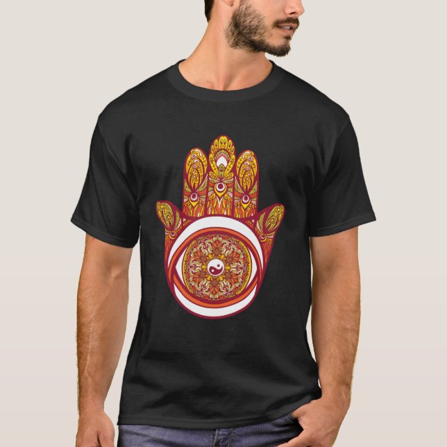 Hamsa Hand Integrated With Yinyang Yin Yang Hams F T-Shirt (Vorderseite)