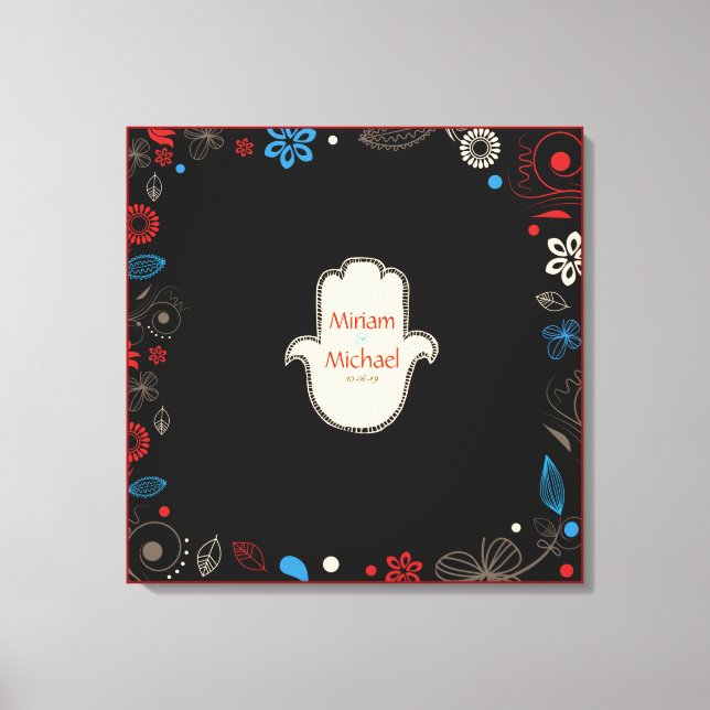 HAMSA HAND Jüdisches Hochzeitshilfeband Leinwanddruck (Vorderseite)