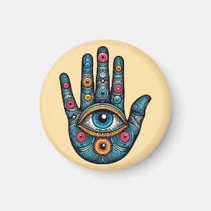 Hamsa Hand mit Augenkunstdarstellung Magnet