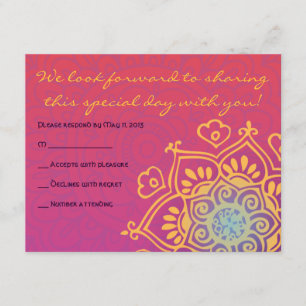 HAMSA HAND Red Orange Bat Mitzvah Reply Card RSVP Karte