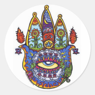 Hamsa Hand. Runder Aufkleber