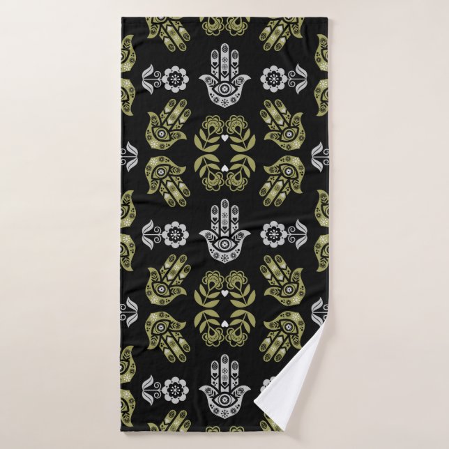 Hamsa-Hand-Schutz-Kunst Badehandtuch (Badehandtuch)